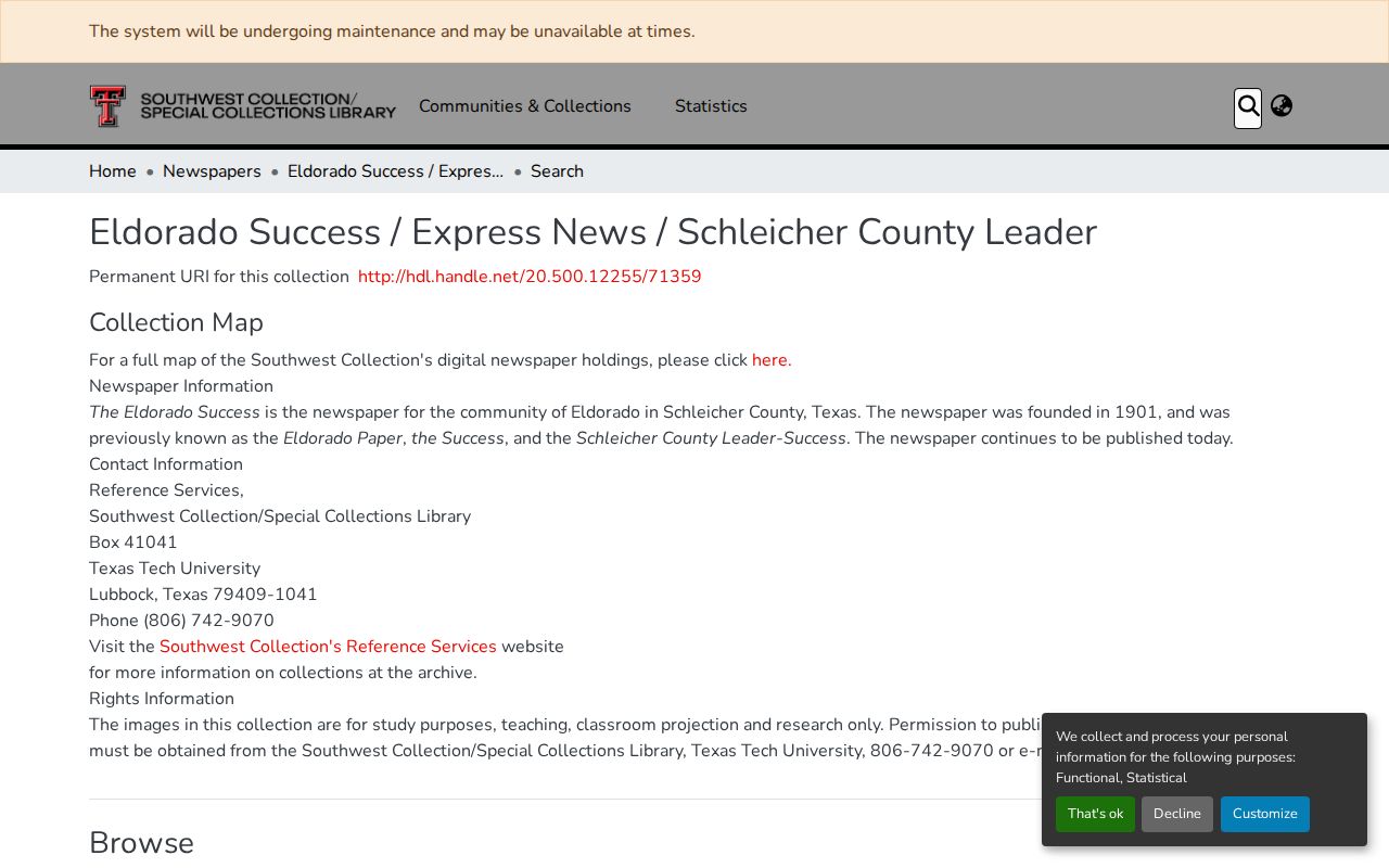 Schleicher County historical arrest record source at the Eldorado Success archive